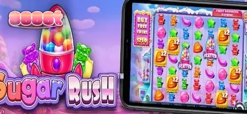 Interface colorida e vibrante do slot Sugar Rush com grade 7x7